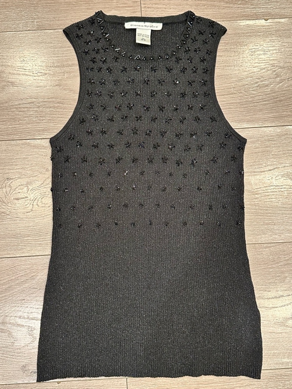 Y2K Bianca Nygård Beaded Black Sleeveless Top